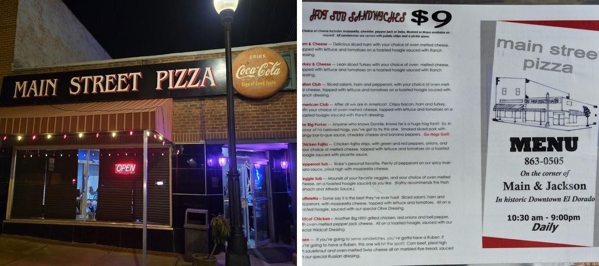 Main Street Pizza Menu